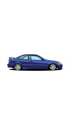 a blue car is parked in front of a white background and the image has been changed to