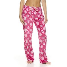 Super-cute, super-soft and super-comfortable, these VIP Plush Sleep Pajama Pants are perfect for lounging around the house and or sleeping away the night. Pull-on style with an elastic waistband for added comfort and a ribbon bow accent for a sweetly feminine finish. The allover snowflakes and presents print will put anyone in a festive mood. Makes a great gift! Size: M.  Color: Pink.  Gender: female.  Age Group: adult. Pink Pajama Pants, Fashion Dress Up Games, Plus Size Sleepwear, Pajama Pant, Pj Pants, Swaggy Outfits, Loungewear Set