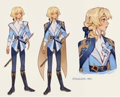 Genshin Outfit Fanart, White Character Outfits, Lumine Redesign Genshin, Dnd Sailor Character Design, Prince Character Art, Sailor Character Design, Prince Concept Art, Lumine Redesign, Outfit Concept Art