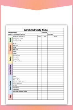 an image of a printable daily task sheet with the words, charging daily tasks