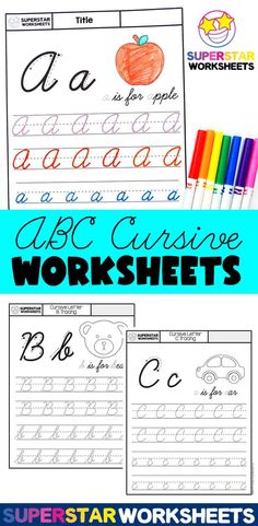 handwriting practice worksheets for kids with the words abc, c and d on them