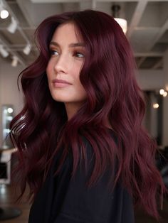 Looking to spice up your hair game? Dark red hair is the perfect way to add a bold and sultry touch to your look. 💋 #darkredhair #hairinspo #boldbeauty #sultryvibes #hairgoals #redhot 🔥 Whether you opt for a deep burgundy or a fiery auburn, this color is sure to turn heads and make a statement. 💁‍♀️ #statementhair #hairtransformation Don't be afraid to go dark and embrace your inner vixen with dark red hair. 💄 #vixenvibes #haircolor #confidenceboost #beauty #hairtrends Brunette Hair Burgundy Highlights, Plum Auburn Hair Color, Dark Purple Hair Highlights Brunettes, Bright Maroon Hair, Cold Tones Hair, Plum Hair With Red Highlights, Dark Cherry Burgundy Hair, Dark Cherry Red Hair Medium Length, Red Hair Color Cool Skin Tone