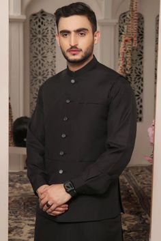 Premium Blended Fabric  Color Black Waist Coat Elegant Plain Italian Thread  Metal Buttons Finest Stitch Branded Design Custom Sizes are also available. Pakistani Mens Shalwar Kameez Shawl, Black Semi-formal Kurta For Festive Occasions, Formal Black Set With Pallu, Elegant Semi-stitched Black Bandhgala, Elegant Black Semi-stitched Bandhgala, Black Traditional Wear For Festive Semi-formal Occasions, Black Semi-formal Traditional Wear For Festive Occasions, Formal Long Sleeve Anarkali Traditional Wear, Formal Anarkali Traditional Wear With Long Sleeves