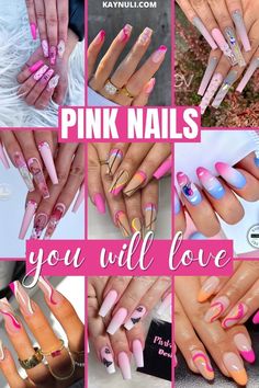 Crazy Pink Nails, Neon Pink Nails With Rhinestones, Pink Acrylic Nails Designs Rhinestones, Neon Pink Nails With Glitter, Acrylic Nails Long Pink, Acrylic Nails Short Pink, Medium Coffin Nail Ideas, Pink Acrylic Nails Almond, Pink Coffin Nail Designs