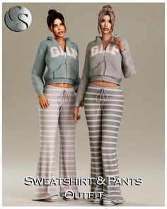 This sleepwear/loungewear sims 4 collection includes - Gap Sweatshirt & Sweatpants(Outfit), Harvard Sweatshirt & Shorts(Outfit), Cardigan & Romper(Outfit) and Socks and Slippers (Shoes)  Early Access - Free after 12/02/2025