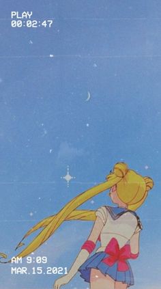 the back side of a cartoon character with long blonde hair