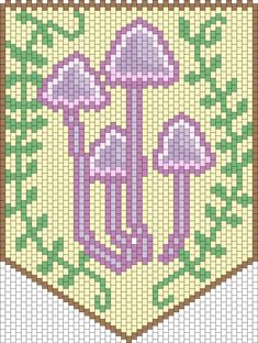 a cross stitch pattern with two mushrooms on it