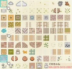 an image of a map with many different types of tiles and animals on it's sides