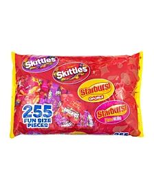 skittles candy bag filled with 25 fun size pieces in pink and yellow wrapper