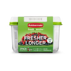 rubbermaid fresh works freezer longer 3 - pack, raspberries and strawberries