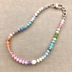 Best Selling Unique Mother's Day Or Birthday Gift: Rainbow Gemstone Candy Necklaces With Pearls And Gold Accents. Perfect Summer, Versatile Accessory! Similar To Top Selling One At Anthropologie (Except These Have Sturdier Clasps, Pearl, Fun Accent Beads). - Nwt - Reversible: Can Be Worn In Front Or Back - Measures 16-17” - Free Clear Heart Pendant! - Comes In Jewelry Bag - More On Etsy Shop (Madelasvegas) - Bundle To Message Questions! *See Darker Necklaces In Closet (Last Pic) Pink Faceted Beads Jewelry For Everyday, Everyday Pink Jewelry With Faceted Beads, Everyday Pink Faceted Beads Jewelry, Pink Round Bead Necklace For Everyday Wear, Pink Round Beads Necklace For Everyday, Everyday Pink Necklaces With Round Beads, Everyday Pink Necklace With Round Beads, Pink Everyday Single Strand Necklace, Everyday Pink Single Strand Necklace