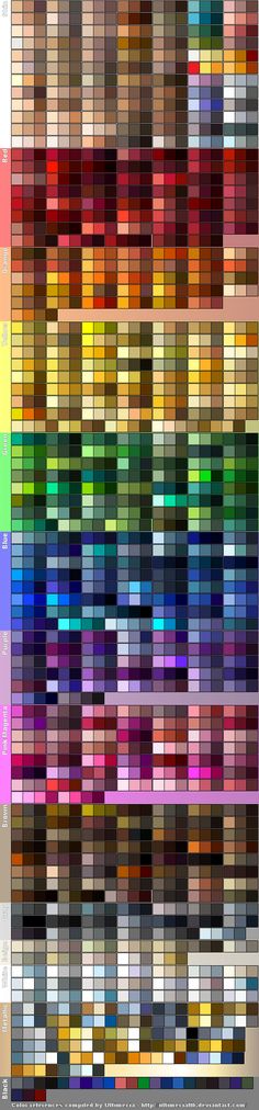 an image of color swatches with different colors and sizes on them, all showing the same