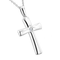 Item Code: 501567&#44 Sterling Silver Crucifix Necklace In Diamond White, Classic Diamond White Crucifix Cross Necklace, Gift Cross Necklace With Diamond Accents, Formal Sterling Silver Cross Necklace In Diamond White, Formal Diamond White Sterling Silver Cross Necklace, Silver Crucifix Necklace For Formal Occasions, Formal Silver Crucifix Cross Necklace, Sterling Silver Diamond Cut Cross Pendant Necklace, Sterling Silver Cross Necklace With Diamond Cut