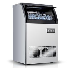 an ice machine is shown on a white background