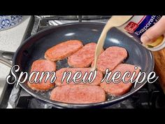 someone is cooking some meat patties in a frying pan