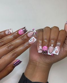 Halloween Acrylic Nails, Duck Nails, French Tip Acrylic Nails, Short Square Acrylic Nails, Acrylic Nails Coffin Pink, Unique Acrylic Nails