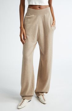 Ribbing at the waistband and cuffs frames these easygoing joggers knit from a luxurious blend of cashmere and wool. 28" inseam; 14" leg opening; 13" front rise; 16" back rise (size X-Small) Elastic waist Ribbed cuffs 75% cashmere, 25% wool Hand wash, dry flat Imported Designer Clothing Cozy Cashmere Bottoms For Winter, Casual Cashmere Sweatpants For Fall, Casual Fall Cashmere Sweatpants, Fall Cashmere Sweatpants For Loungewear, Casual Cashmere Bottoms With Ribbed Waistband, Casual Wool Pants For Loungewear, Cozy Cashmere Bottoms For Fall, Cozy Cashmere Lounge Bottoms, Elegant Cashmere Loungewear Bottoms