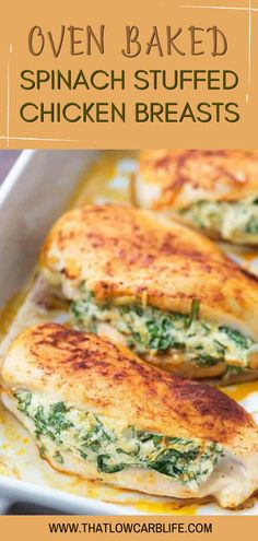 Healthy Low Carb Dinner, Spinach Stuffed Chicken Breast Recipes, Stuffed Chicken Breast Spinach, Stuffed Chicken Breasts, Cheese Stuffed Chicken Breast, Healthy Low Carb Dinners, Chicken Breast Recipes Baked, Cheese Stuffed Chicken, Healthy Low Carb