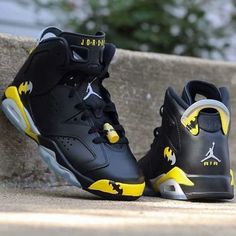 Air Jordan 6 Retro Batman Black and Yellow #style #fashion #nike #shopping #sneakers #shoes #basketballshoes #airjordan Batman Jordans, Batman Shoes, Fly Shoes