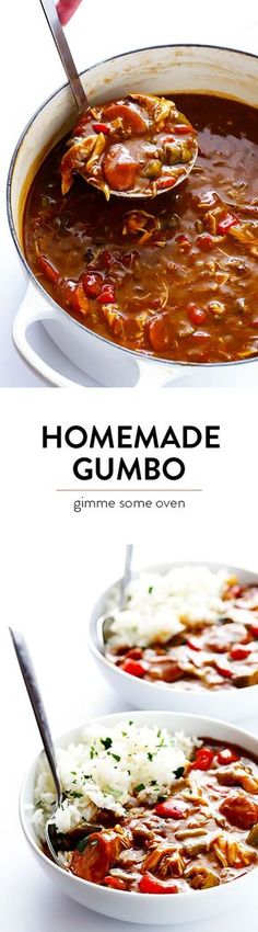 the recipe for homemade gumbo soup is shown