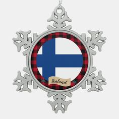 a christmas ornament with the flag of iceland