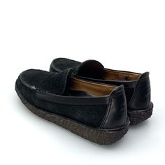 Step into effortless elegance with our Venetian Suede Crepe Sole Loafers from Lands’ End. Designed for the modern woman who values both style and comfort, these loafers feature a sleek black suede exterior that exudes sophistication. The solid color pattern and round toe design make them a versatile addition to any casual wardrobe, perfect for everything from brunch dates to leisurely strolls. With a crepe rubber sole that cushions each step, you’ll experience unparalleled comfort without sacrif Casual Black Slip-ons With Leather Sole, Black Slip-ons With Rubber Sole For Work, Black Flat Heel Slip-ons For Everyday, Comfortable Black Slip-ons With Leather Sole, Slip-on Flats With Contrast Sole, Black Slip-on Oxfords With Rubber Sole, Black Slip-on Oxfords With Stitched Sole, Slip-on Moccasins With Rubber Sole For Work, Casual Black Slip-on Oxfords