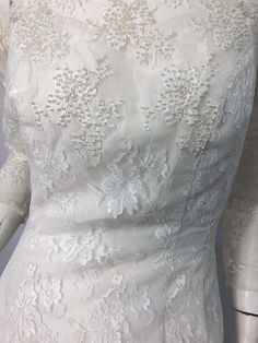 For Sale on 1stDibs - Beautiful early 60s AN ORIGINAL BY CONSTANTINO white beaded, sequin, pearl long sleeve silk lace wedding dress ! Couture quality, with so much attention Elegant Wedding Lace Dress With Lace Cuffs, Elegant Lace Wedding Dress With Lace Cuffs, White Wedding Dress With Lace Cuffs, White Wedding Dress With Lace Sleeves For Evening, Lace Wedding Dress With Lace Cuffs, Fitted Wedding Dress With Lace Cuffs, Long Sleeve Lace Dress With Fitted Bodice For Wedding, Long Sleeve Lace Wedding Dress With Lace Cuffs, Elegant Fitted Wedding Dress In Vintage White