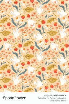 an image of a pattern with flowers and leaves on it, including the words spoonflower