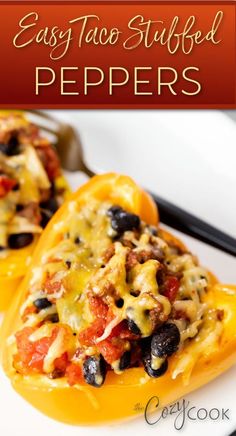 an easy taco stuffed peppers recipe on a white plate