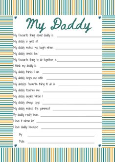 a printable baby shower game with the words my daddy written in blue and green