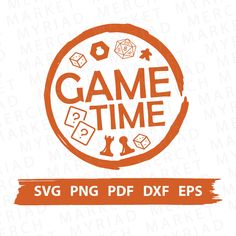 game time svg dxf eps file with dices and other items in the background