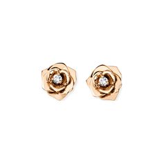 PIAGET earrings Approx. 10mm 18-karat rose gold 2 brilliant-cut diamonds Diamond total carat weight: 0.12 For pierced ears Made in Spain Piaget Earrings, Piaget Rose, Piaget Jewelry, Luxury Jewelry Store, Rose Diamond, Jewelry Photoshoot, Luxury Earrings, Hot Jewelry, Jewelry Design Earrings