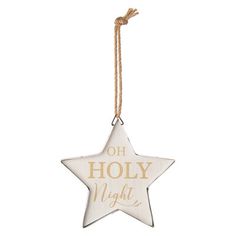 Give your Christmas Tree a bit of country rustic charm with this wooden ornament. This iron frame star shape Christmas sign with the phrase "Oh Holy Night" on the background. It comes with a jute twine string for hanging. The Holiday Aisle® | The Holiday Aisle® OH Holy Night Holiday Shaped Ornament 5.24 H x 4.92 W x 0.63 D in brown / white / yellowWood | 5.24" H X 4.92" W X 0.63" D | Wayfair Night Christmas, Oh Holy Night, Christmas Sign, Holy Night, Jute Twine, Wooden Ornaments, Christmas Signs, Tree Decor, The Holiday Aisle