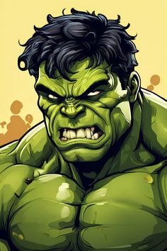 an image of the incredible hulk from avengers comics, with black hair and green eyes