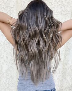 Wavy Light Ash Mushroom Brown Hair Ash Mushroom Brown Hair, Mushroom Bronde, Mushroom Brown Hair Color, Chocolate Cherry Hair, Mushroom Brown Hair, Balayage Straight Hair, Brown Hair Color Ideas, Mushroom Brown, Dark Brunette Hair