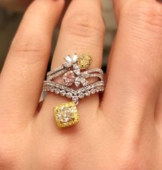 Cocktail Ring Designs, Coloured Diamonds, Handmade Gold Jewellery, Classic Wedding Rings, Diamond Jewelry Designs, Jewelry Wedding Rings, Jewelry Fashion Trends