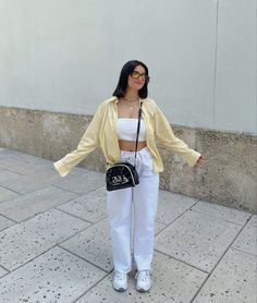 Yellow Summer Cardigan For Day Out, Spring Yellow Cardigan With Buttons, Maroon Sweater Outfit, Yellow Button-up Top For Day Out, White Button-up Denim Jacket For Day Out, Yellow Cardigan Aesthetic, Linen Blazer Outfit Women, Yellow Jacket Outfit, Spring Jacket Outfit