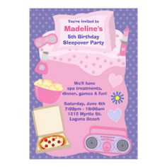 a birthday party flyer with an image of a pink ice cream machine, pizza and cupcakes