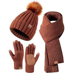 The Women Winter Hat, Long Scarf And Gloves Set Are All Made Of High Quality Material. The Outer Of The Set Is 100% Premium Acrylic. The Inner Of The Beanie Is Lined With Thermal Fleece And The Gloves Is Soft Napping Lined, Which Improve The Warmth Of The Set And Make Them Comfortable To Wear In Cold Weather. 9.1*7.9 Inch (H*W); Gloves: 8.7*3.7 Inch(L*W); Scarf: 75*9.8 Inch(L*W). The Beanie Hat And Gloves Have Good Elasticity And Fits Most People. The Extended Scarf Is Thick And Comfortable, It Hat Scarf Gloves Set, Womens Beanie, Beanie With Pom Pom, Beanie With Pom, Winter Beanie Hat, Scarf Neck, Traditional Weaving, Winter Hats Beanie, Large Scarf