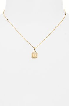 A modernist initial pendant is suspended from a bold, adjustable chain on this necklace crafted of 14-karat gold plate. 14k-gold plate/cubic zirconia Imported Initial Pendant Necklace, Necklace Craft, Initial Pendant, Nordstrom Rack, Cubic Zirconia, Initials, Gold Plate, Nordstrom, Pendant Necklace