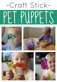 the craft stick pet puppets are great for toddlers to make with their own hands