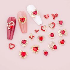 10pcs Valentines Day Design Nail Art Charm 3D Red Heart Gem with Crystal Diamond Nail Decoration DIY Shiny Gem Nail Accessories Valentines Day Design, Heart Gem, Gem Nails, Design Nail, Diamond Nails, Crystal Diamond, Decoration Diy, Nail Accessories, Nail Decorations