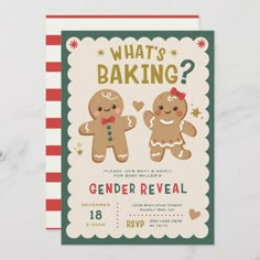 two gingerbreads are on the front and back of this card