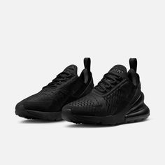 Style No. AH6789-006 Color: Black/Black/Black Nike's first lifestyle Air Max brings you style, comfort and big attitude in the Nike Air Max 270. The design draws inspiration from Air Max icons, showcasing Nike's greatest innovation. The Max Air 270 unit delivers unrivaled, all-day comfort. Woven and synthetic fabric on the upper provides a lightweight fit and airy feel. Nike Air Max 270 Women's Shoes. Nike Shoes Women Black, Nike 270s, Nike Air Max 270 Women, Air 270, Nike 270, Nike Runners, Black Nike Shoes, Xmas 2024, Kicks Shoes