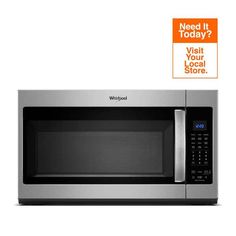 a stainless steel microwave oven with the words need it today? visit your local store