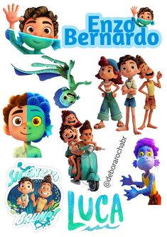 various cartoon characters are grouped together in this graphic art work, with the caption's name below them