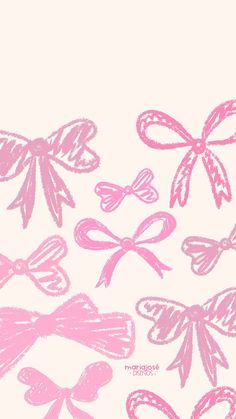 a drawing of pink bows on a white background