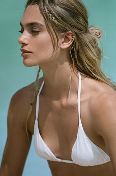 Maya | Brazilian Top Bikini - Salt-Rib Made from Recycled Material – Abysse Brazilian Cut, Unique Fits, Sustainable Swimwear, Aesthetic Look, Swimwear Brands, Summer Adventures, Triangle Top, Ribbed Fabric, Recycled Fabric