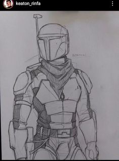 a pencil drawing of a man in armor