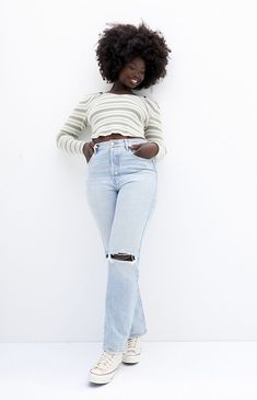 PacSun has got you covered this season with the new Light Indigo Distressed Dad Jeans. Featuring a classic high-rise fit, these baggy jeans sit high on the waist and get updated with destruction details at the knee and a light blue wash that goes with every look. They are slightly oversized and fits slouchy and roomy through the hip and thigh with a straight leg fit.Model is wearing a size 29Model measurements: 5’9.5” height, 35.5” bust, 29” waist, 44” hipsLearn more about PacSun eco items PacSun Womens Light Indigo Distressed Dad Jeans - Blue size 22 First Day Of School Fits, Slim Fit Cargo Pants, Random Outfits, School Fit, Pacsun Jeans, Dad Jeans, Curve Jeans, Jeans Kids, Kids Swimwear